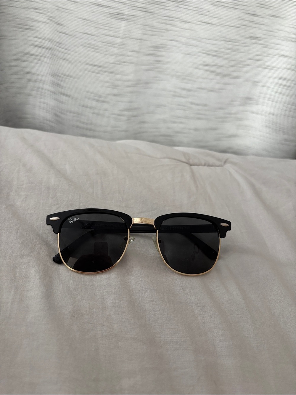 Ray-Ban Black and Gold Clubmaster Style Sunglasses